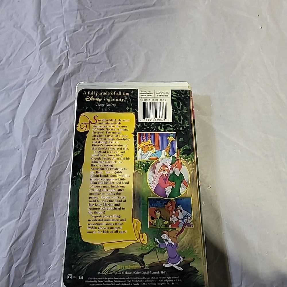 Disney Robin Hood VHS Tape
